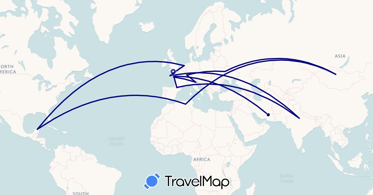 TravelMap itinerary: driving in Algeria, France, India, Iran, Italy, Mongolia, Mexico, Netherlands, Ukraine (Africa, Asia, Europe, North America)